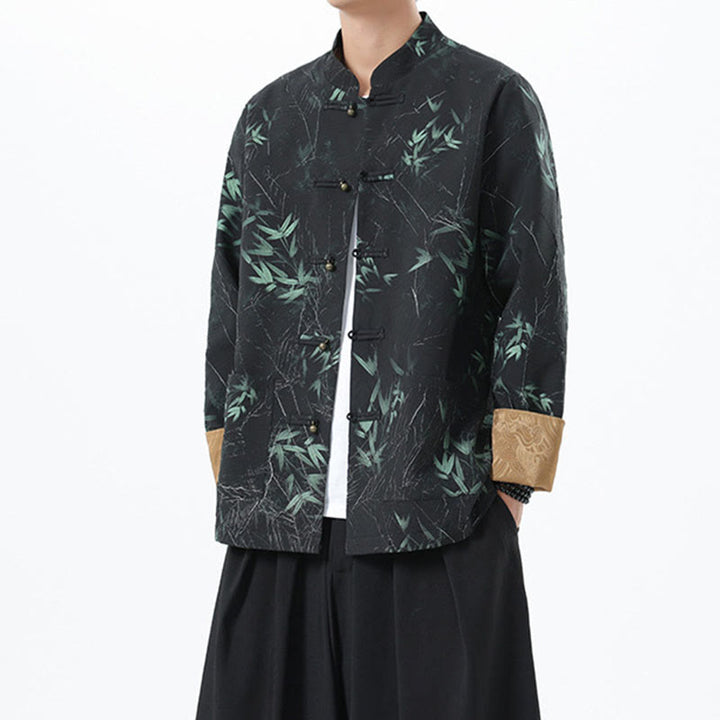 Buddha Stones Printing Bambus Casual Frosch-Knopf Spandex Herren Jacke Hemd Kleidung - image 7