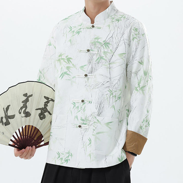 Buddha Stones Printing Bambus Casual Frosch-Knopf Spandex Herren Jacke Hemd Kleidung - image 19