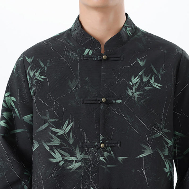 Buddha Stones Printing Bambus Casual Frosch-Knopf Spandex Herren Jacke Hemd Kleidung - image 10