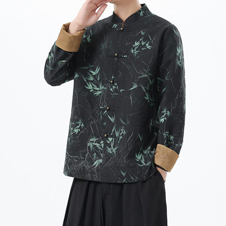 Buddha Stones Printing Bambus Casual Frosch-Knopf Spandex Herren Jacke Hemd Kleidung - image 12