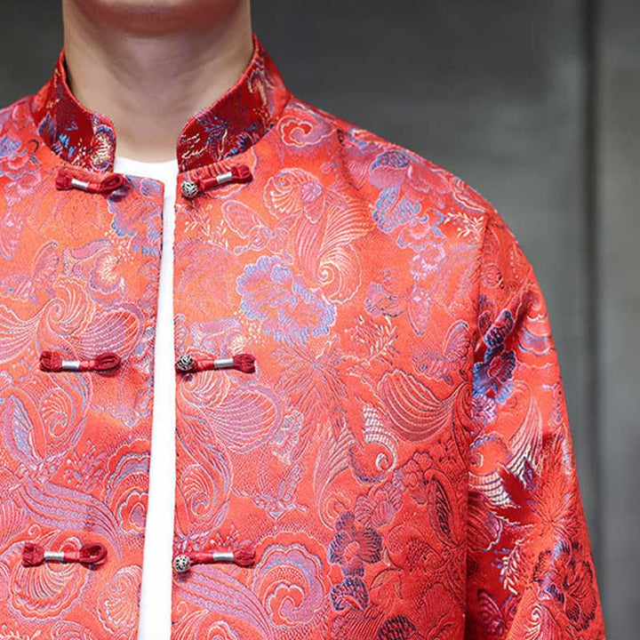 Buddha Stones, Frosch-Knopf, chinesischer Tang-Anzug, Stehkragen, langes Hemd, Herrenjacke, Kleidung - image 13