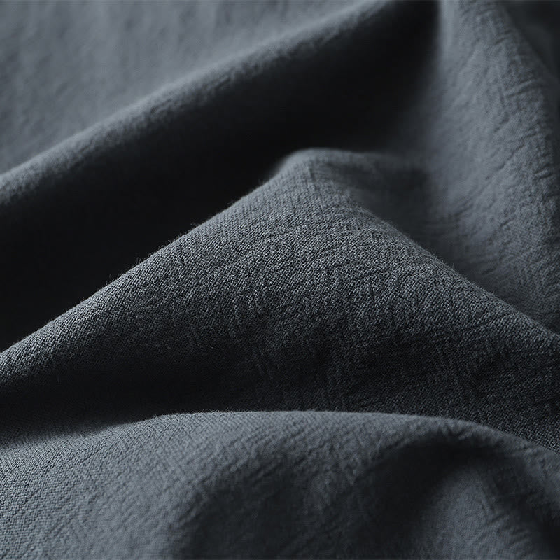 Buddha Stones Herren-T-Shirt, einfarbig, kurzärmlig, V-Kragen, drei Knöpfe, weiches Baumwollhemd - image 9