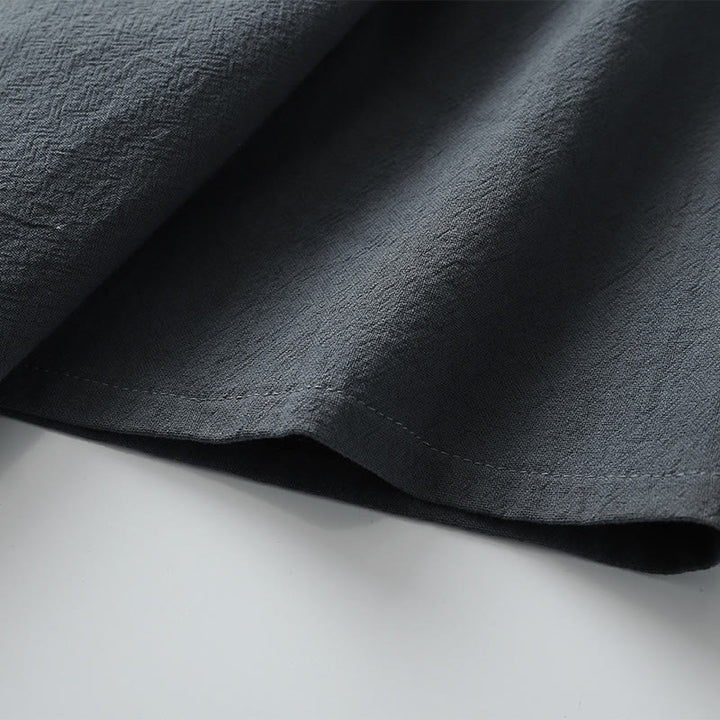 Buddha Stones Herren-T-Shirt, einfarbig, kurzärmlig, V-Kragen, drei Knöpfe, weiches Baumwollhemd - image 7