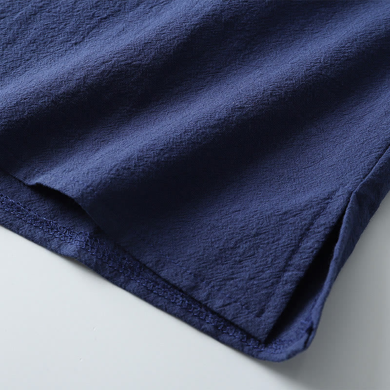 Buddha Stones ​​Herren-T-Shirt, locker geschnitten, einfarbig, Kurzarm, Knopfleiste, V-Ausschnitt, weiches Hemd - image 7