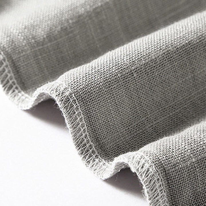 Buddha Stones Lockeres Herrenhemd, einfarbig, gekerbter Kragen, kurzärmlig, bequem, mit Knopfleiste, atmungsaktives Baumwoll-Leinen-Hemd - image 14