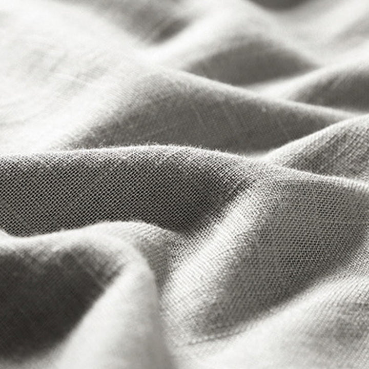 Buddha Stones Lockeres Herrenhemd, einfarbig, gekerbter Kragen, kurzärmlig, bequem, mit Knopfleiste, atmungsaktives Baumwoll-Leinen-Hemd - image 12