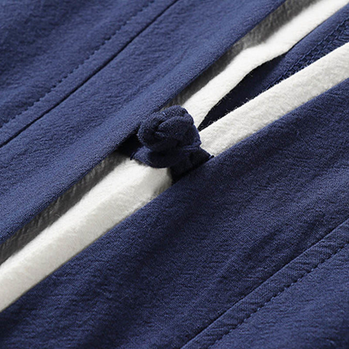 Zweiteiliger Herren-Kimono mit Buddha Stones Motiv, halben Ärmeln und Stickerei, Hanfu-Stil, bequemer Baumwoll-Komfort. - image 5