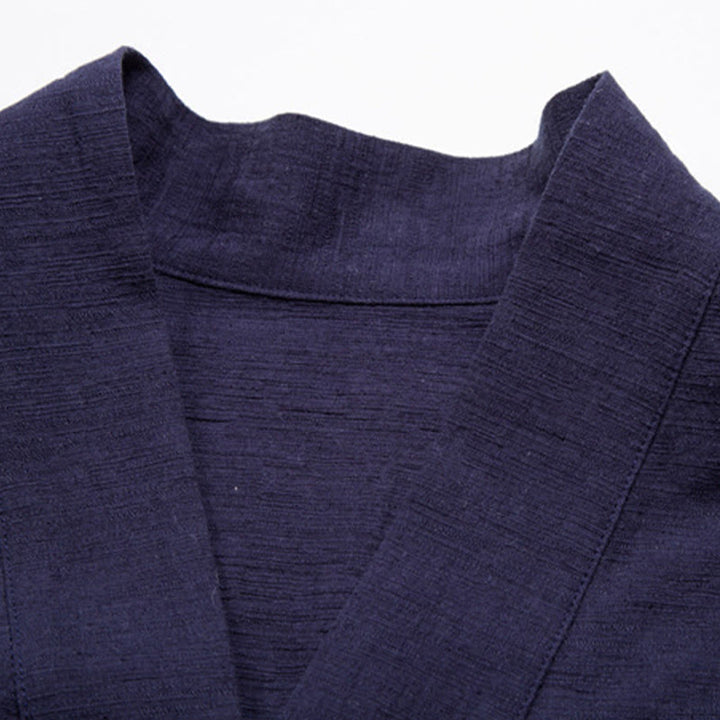 Buddha Stones Herren Kurzarmhemd mit Tasche, Reverskragen, Cardigan, Komfort, Baumwoll-Leinen-Hemd - image 8