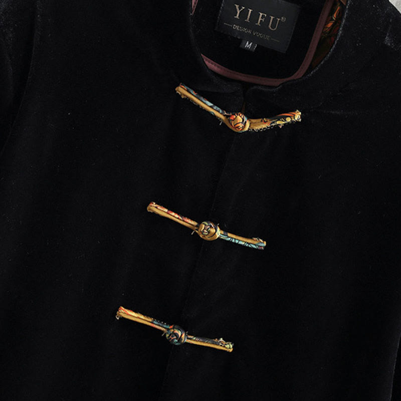 Buddha Stones Tang Anzug Froschknopf Rundhals Baumwolle Herren Jacke Hemd Kleidung - image 1