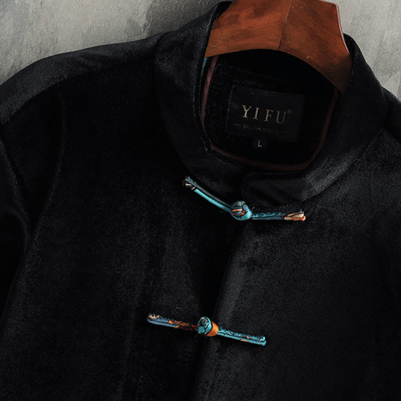 Buddha Stones Tang Anzug Froschknopf Rundhals Baumwolle Herren Jacke Hemd Kleidung - image 7