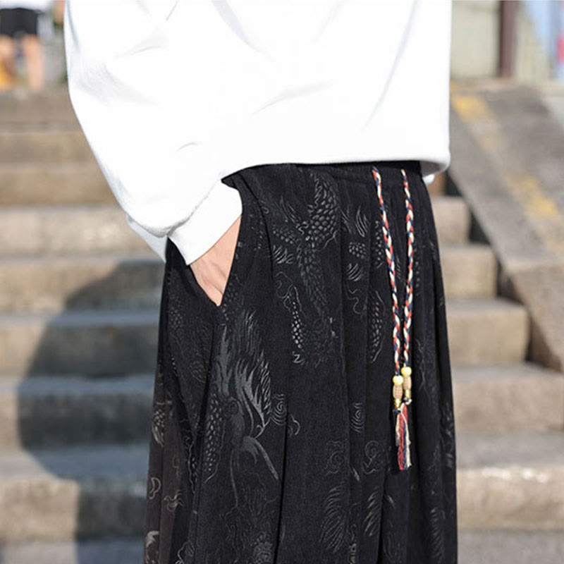 Lässige, schlichte Herrenhose aus Baumwolle mit Taschen und Buddha Stones und Drachen-Design - image 17