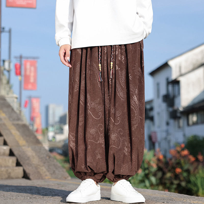 Lässige, schlichte Herrenhose aus Baumwolle mit Taschen und Buddha Stones und Drachen-Design - image 8