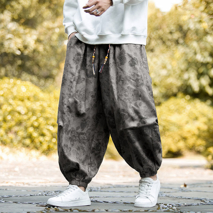 Buddha Stones Lässige Blumen-Cord-Baumwoll-Herrenhose mit großen Taschen - image 16
