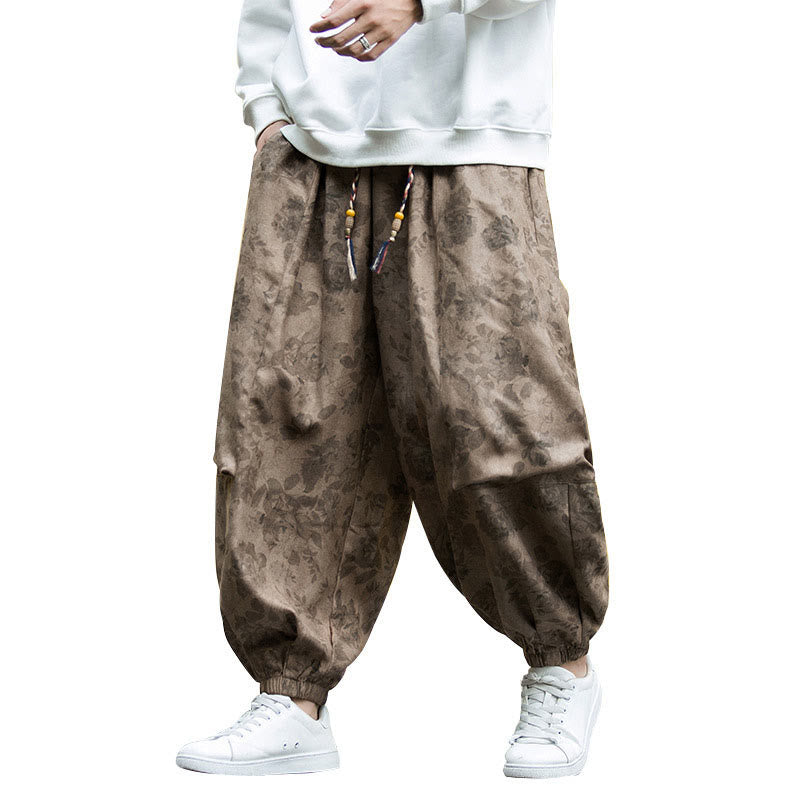 Buddha Stones Lässige Blumen-Cord-Baumwoll-Herrenhose mit großen Taschen - image 14