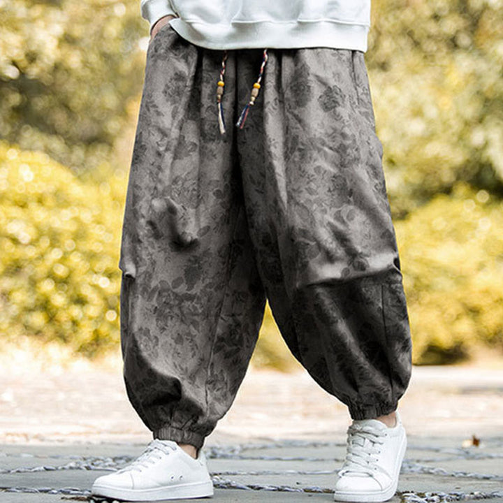 Buddha Stones Lässige Blumen-Cord-Baumwoll-Herrenhose mit großen Taschen - Dunkelgrau - US/ UK/AU46，EU56 (5XL) - image 16