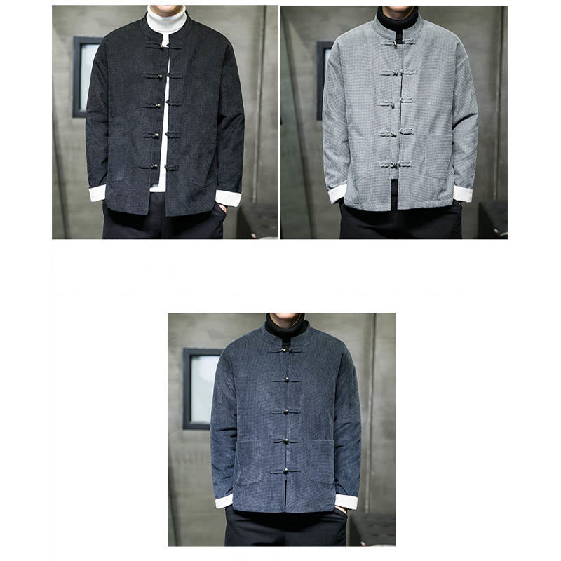 Buddha Stones, einfarbige Herrenjacke mit Froschknopfleiste - image 15