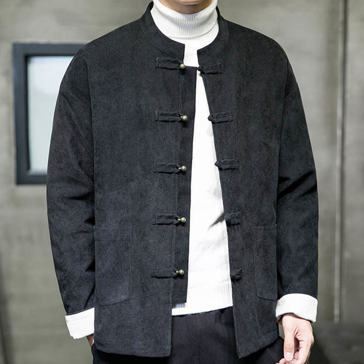 Buddha Stones, einfarbige Herrenjacke mit Froschknopfleiste - image 1