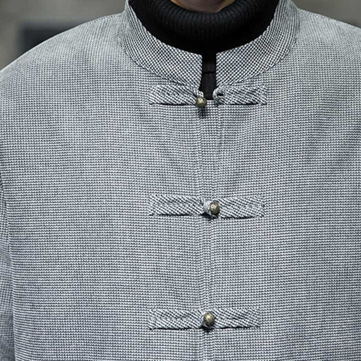 Buddha Stones Einfarbig Frosch-Knopf Baumwolle Herren Jacke Hemd Kleidung - image 25