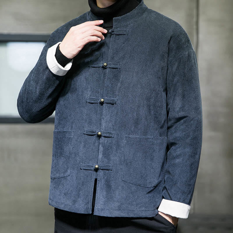 Buddha Stones, einfarbige Herrenjacke mit Froschknopfleiste - image 13