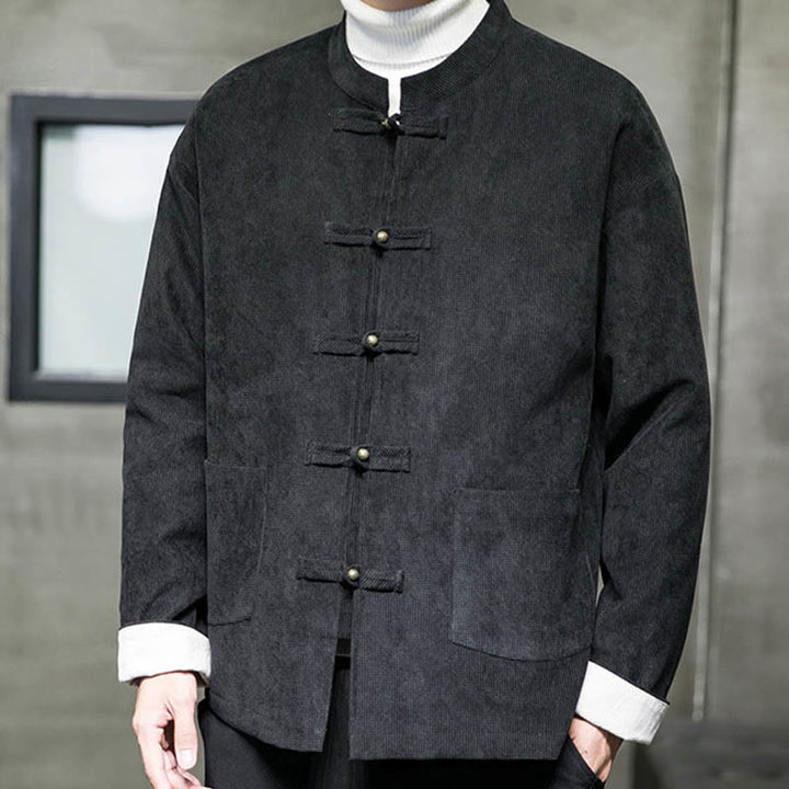 Buddha Stones, einfarbige Herrenjacke mit Froschknopfleiste - image 5