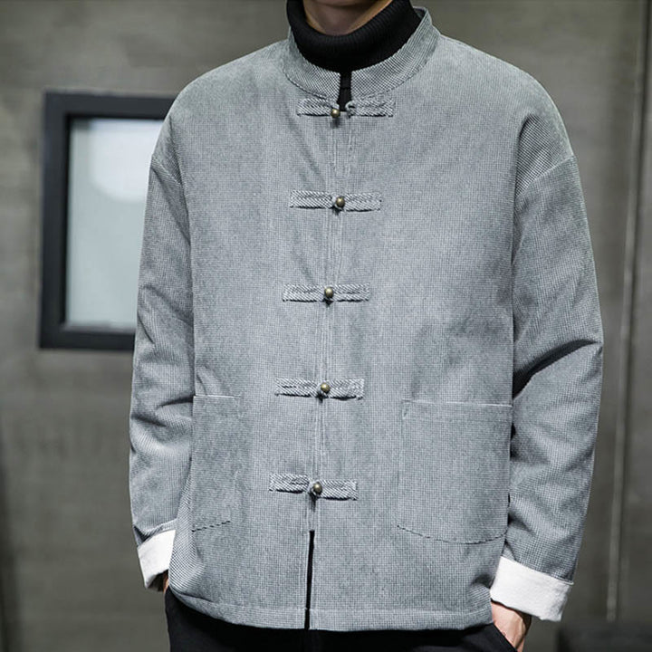 Buddha Stones, einfarbige Herrenjacke mit Froschknopfleiste - image 17