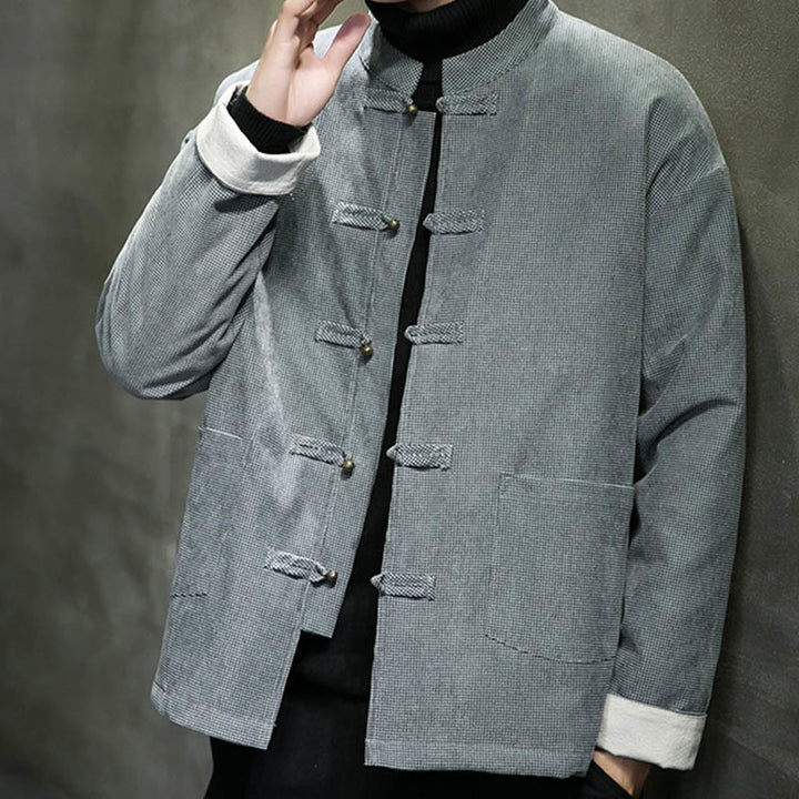 Buddha Stones, einfarbige Herrenjacke mit Froschknopfleiste - image 21