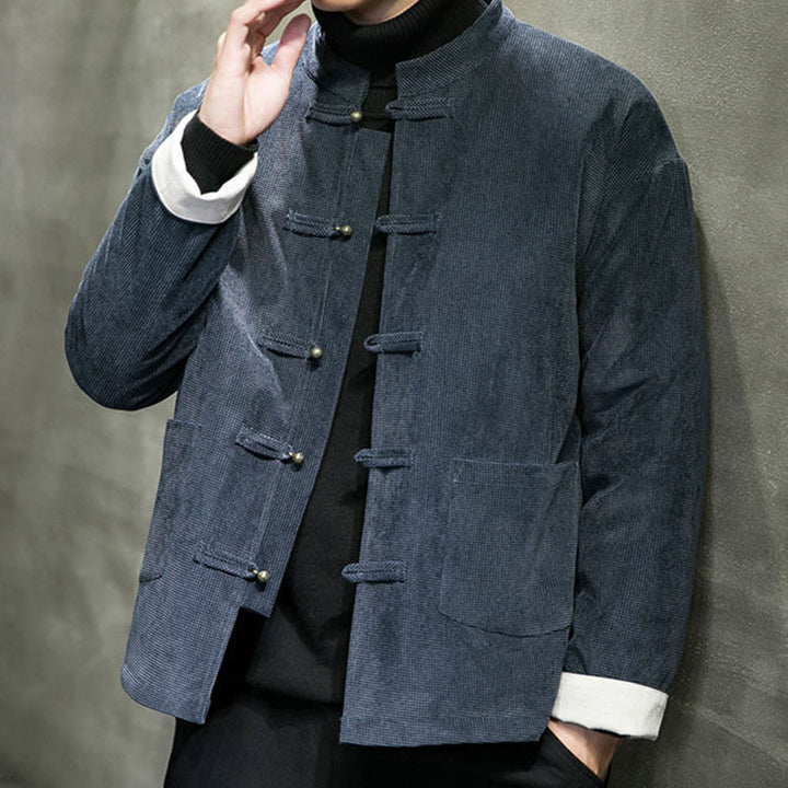 Buddha Stones, einfarbige Herrenjacke mit Froschknopfleiste - image 10