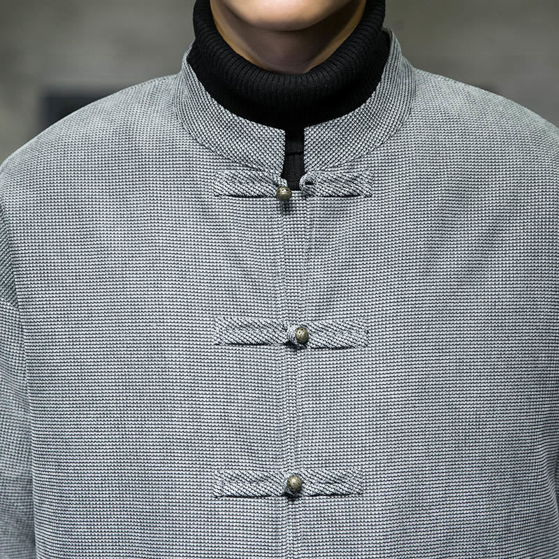 Buddha Stones Einfarbig Frosch-Knopf Baumwolle Herren Jacke Hemd Kleidung - image 26