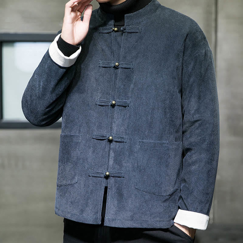 Buddha Stones, einfarbige Herrenjacke mit Froschknopfleiste - image 11