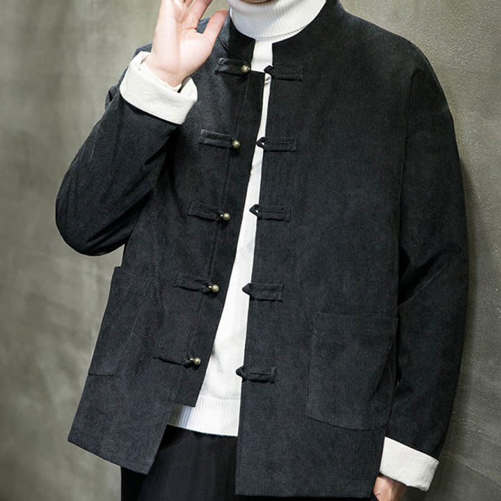 Buddha Stones, einfarbige Herrenjacke mit Froschknopfleiste - image 2