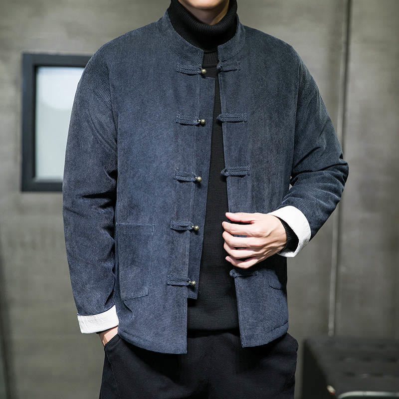 Buddha Stones, einfarbige Herrenjacke mit Froschknopfleiste - image 9