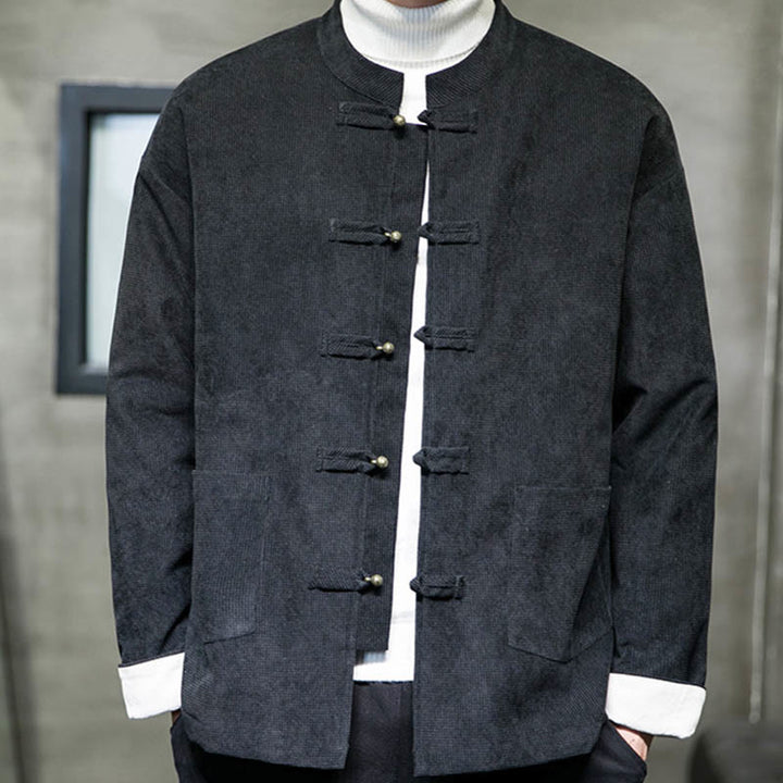 Buddha Stones, einfarbige Herrenjacke mit Froschknopfleiste - image 4