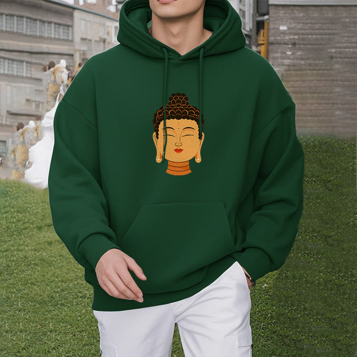 Buddha Stones Gesegneter Meditations-Buddha Fleece-gefütterter Polyester-Kapuzenpullover