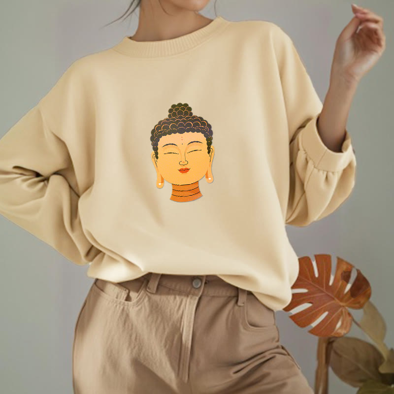 Buddha Stones Gesegneter Meditations-Buddha Fleece-gefüttertes Polyester-Sweatshirt