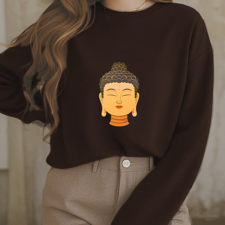 Buddha Stones Gesegneter Meditations-Buddha Fleece-gefüttertes Polyester-Sweatshirt