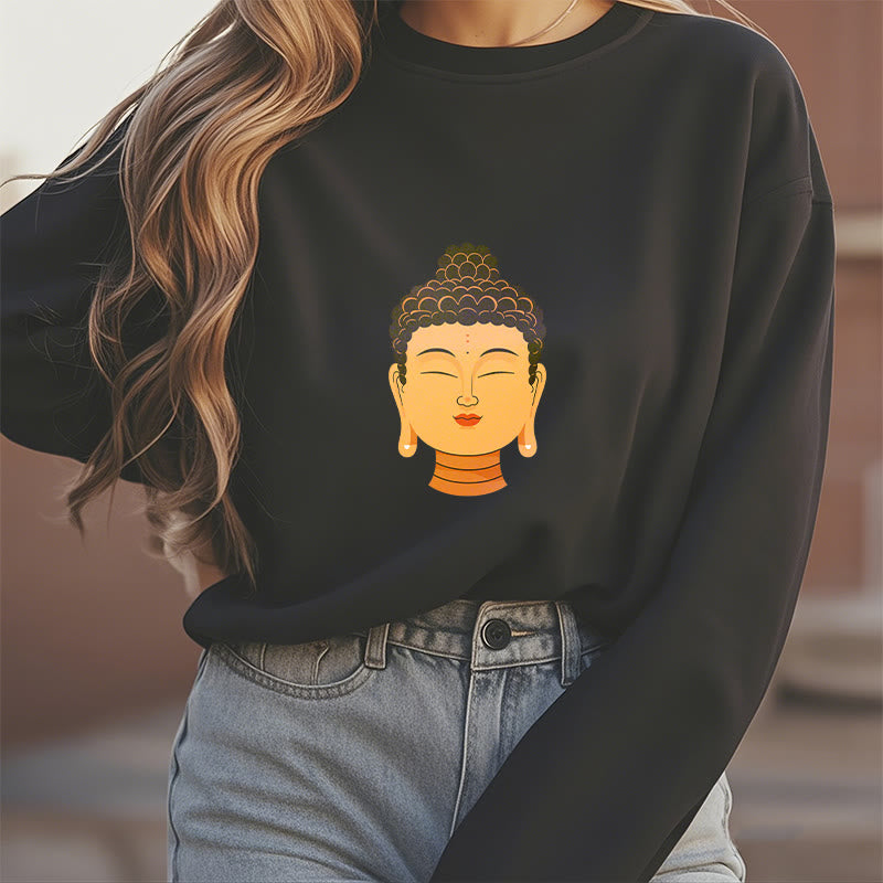 Buddha Stones Gesegneter Meditations-Buddha Fleece-gefüttertes Polyester-Sweatshirt