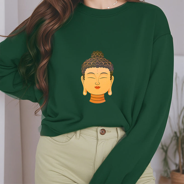 Buddha Stones Gesegneter Meditations-Buddha Fleece-gefüttertes Polyester-Sweatshirt