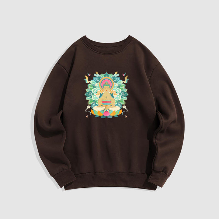 Sweatshirt mit Fleecefutter im Buddha Stones , Schmetterling und Lotusmotiv