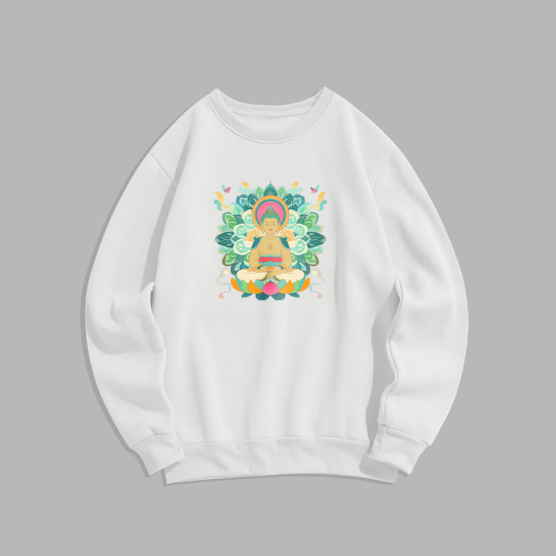 Sweatshirt mit Fleecefutter im Buddha Stones , Schmetterling und Lotusmotiv