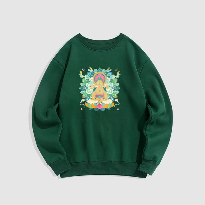 Sweatshirt mit Fleecefutter im Buddha Stones , Schmetterling und Lotusmotiv