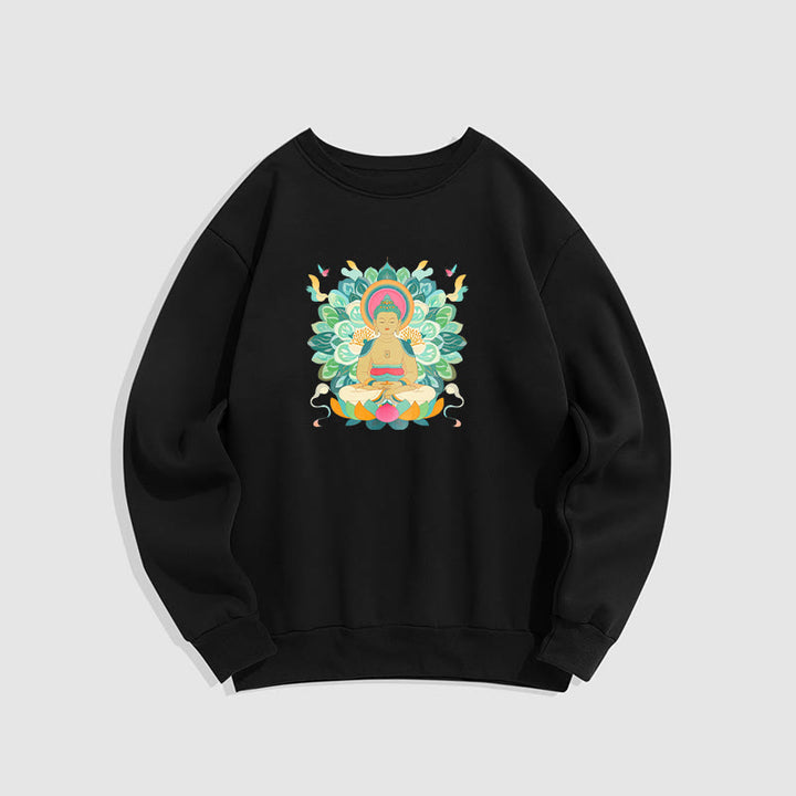 Sweatshirt mit Fleecefutter im Buddha Stones , Schmetterling und Lotusmotiv