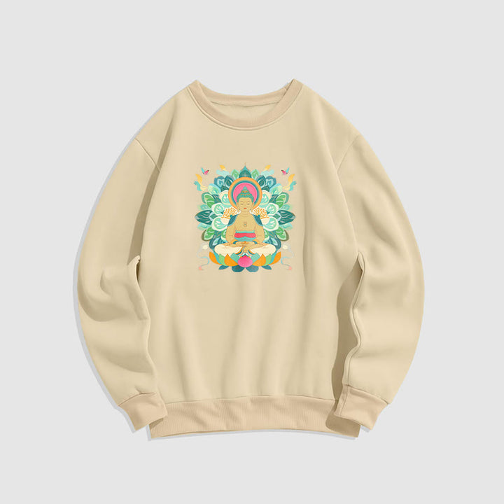 Sweatshirt mit Fleecefutter im Buddha Stones , Schmetterling und Lotusmotiv