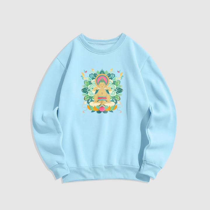 Sweatshirt mit Fleecefutter im Buddha Stones , Schmetterling und Lotusmotiv