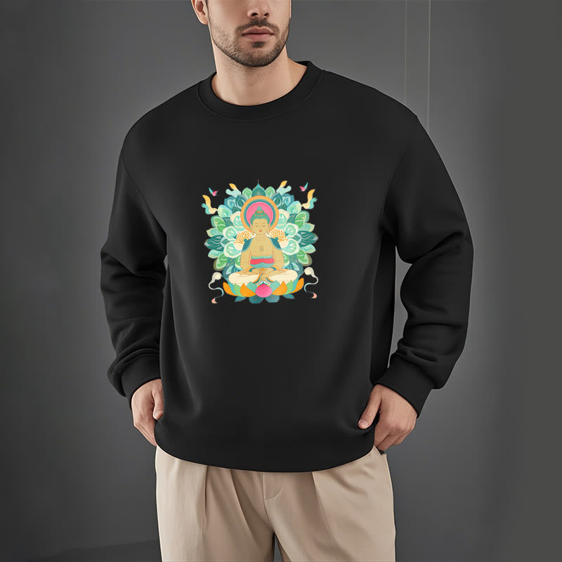 Sweatshirt mit Fleecefutter im Buddha Stones , Schmetterling und Lotusmotiv