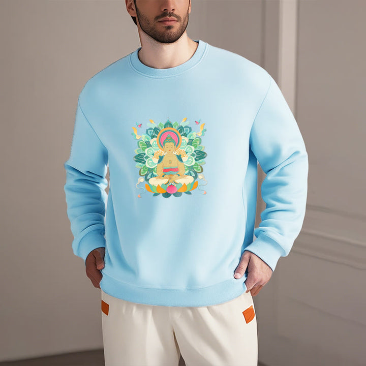 Sweatshirt mit Fleecefutter im Buddha Stones , Schmetterling und Lotusmotiv