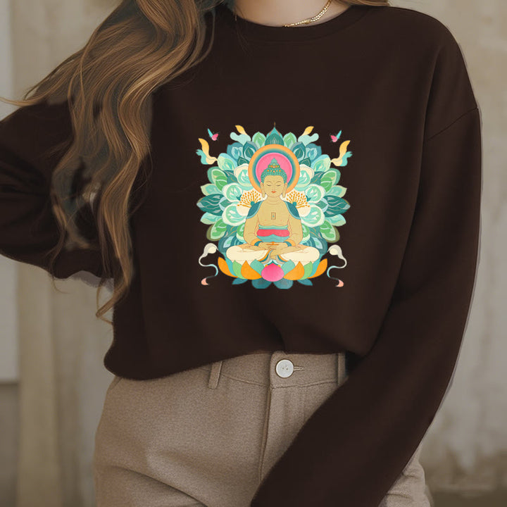 Sweatshirt mit Fleecefutter im Buddha Stones , Schmetterling und Lotusmotiv