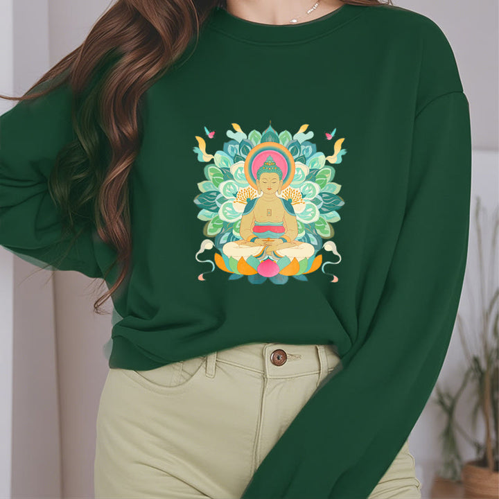 Sweatshirt mit Fleecefutter im Buddha Stones , Schmetterling und Lotusmotiv