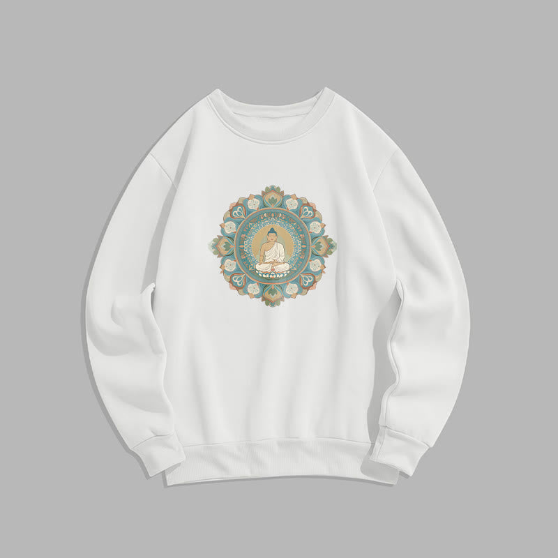 Sweatshirt mit Buddha Stones und Mandala-Blume, Buddha, weiches Fleecefutter