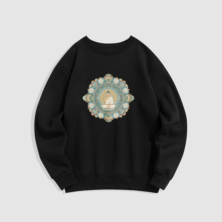 Sweatshirt mit Buddha Stones und Mandala-Blume, Buddha, weiches Fleecefutter