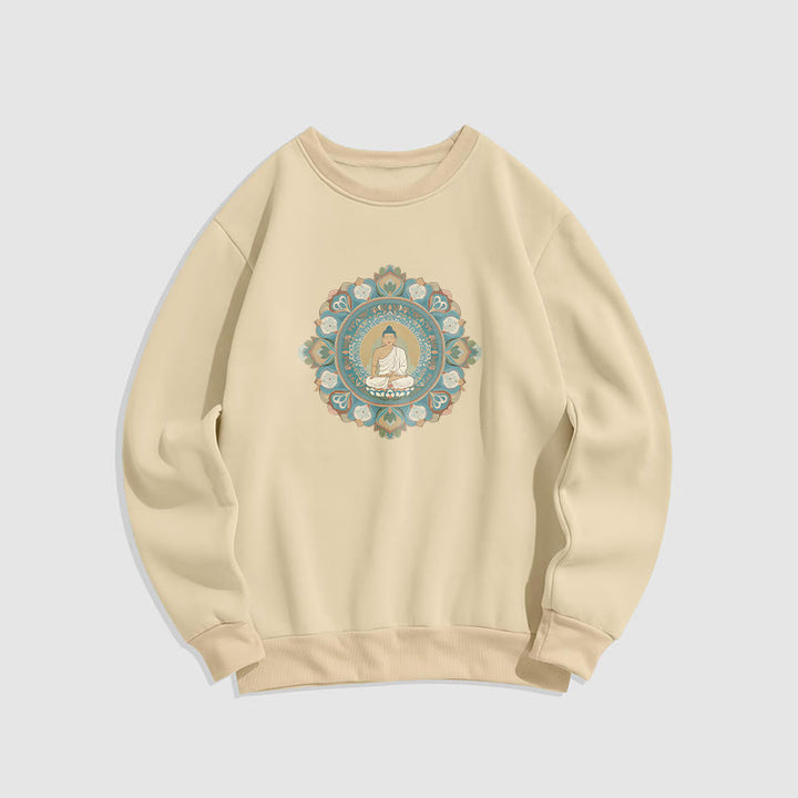 Sweatshirt mit Buddha Stones und Mandala-Blume, Buddha, weiches Fleecefutter